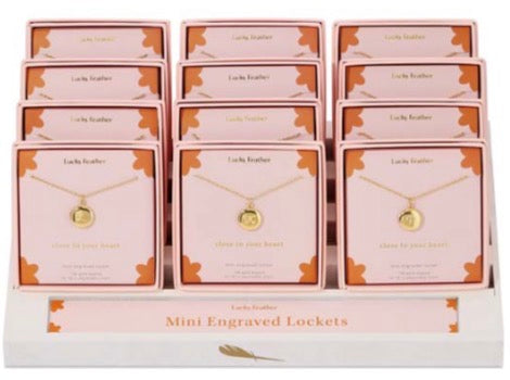 Lucky Feather Mini Locket 48pcs Assortment Letters (ABCDJKLMPRST)