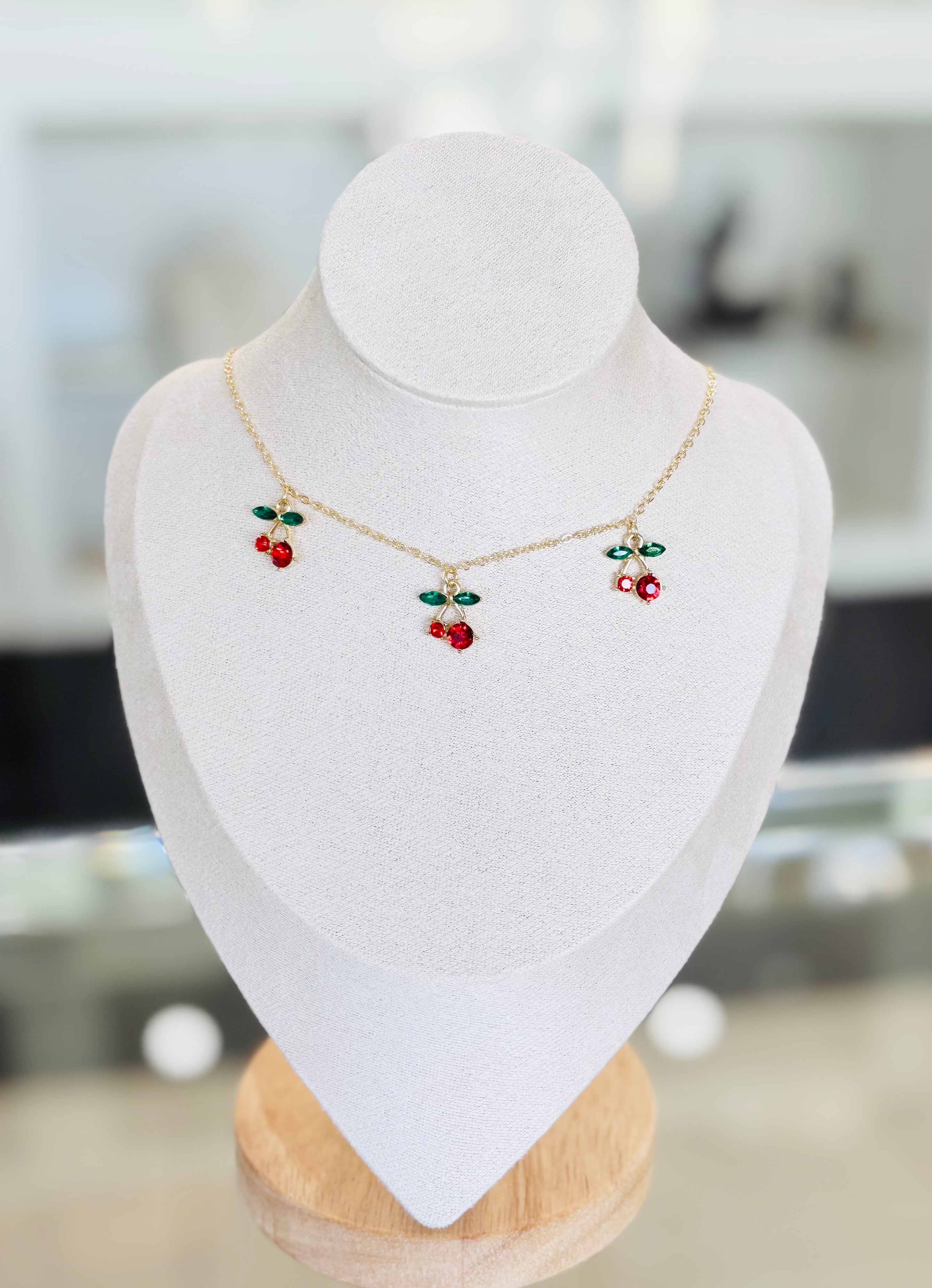 ๐๐๐Triple Cherry Pendant Set