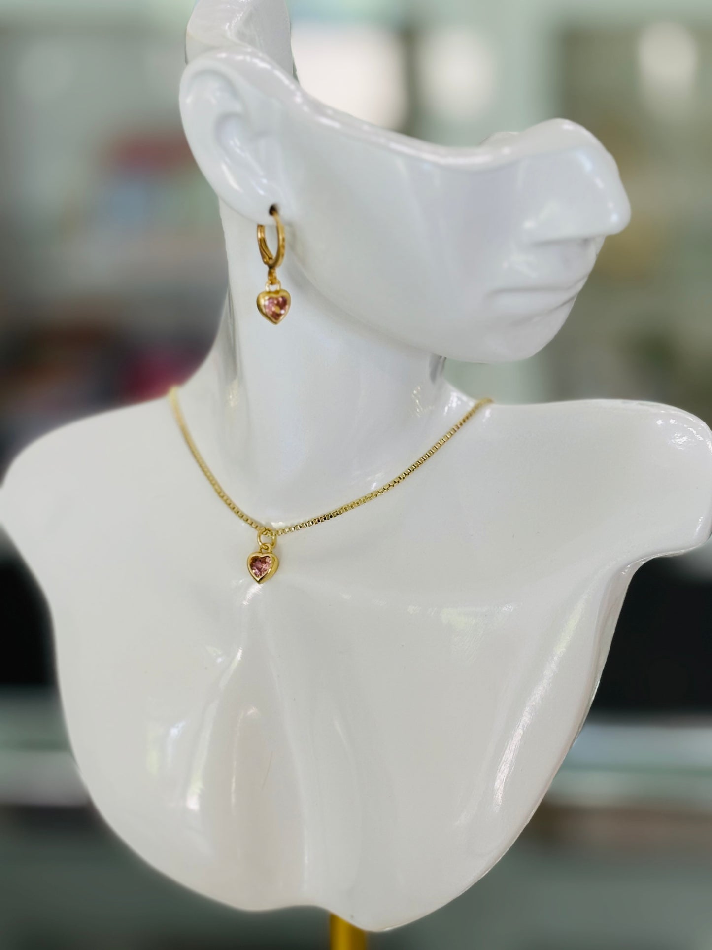 MERAKI DESIGNS- HEART Collection-Pink Zirconia Heart Charm Set