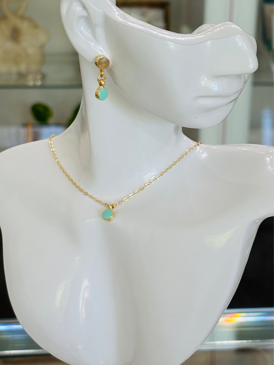 MERAKI DESIGNS-Turquoise Charm Necklace set