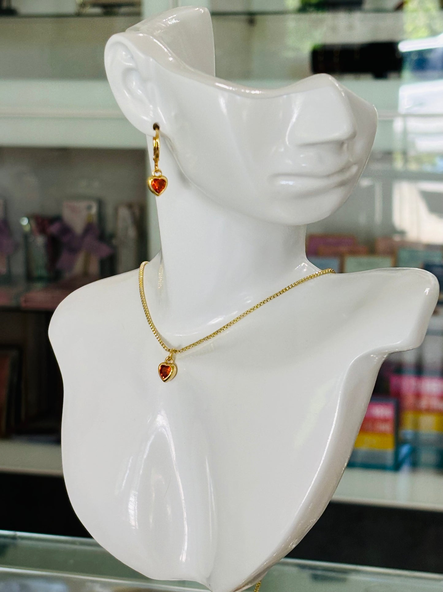 MERAKI DESIGNS- HEART Collection- Orange Zirconia Heart Charm Set