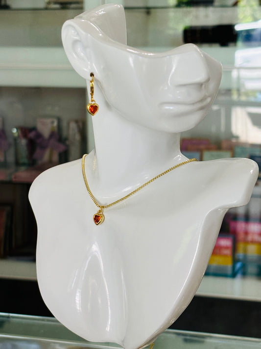 MERAKI DESIGNS- HEART Collection- Orange Zirconia Heart Charm Set