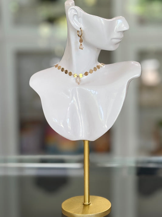 MERAKI DESIGNS-Freshwater Pearl Charm Choker & Earrings Set