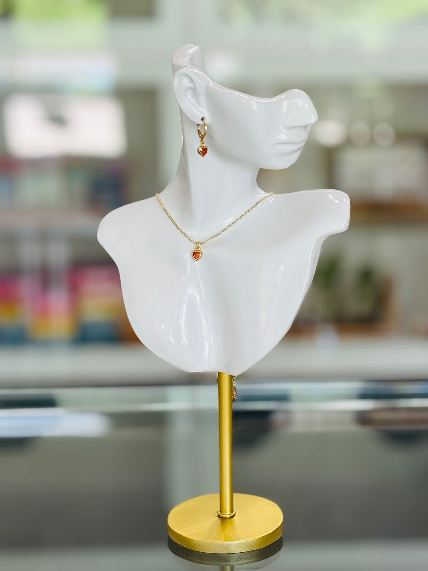 MERAKI DESIGNS- HEART Collection- Orange Zirconia Heart Charm Set