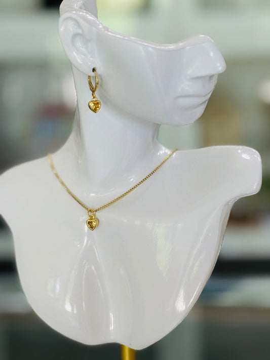 MERAKI DESIGNS- HEART Collection- Yellow Zirconia Heart Charm Set