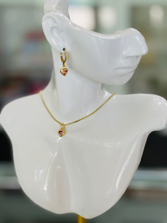 MERAKI DESIGNS- HEART Collection-Pink Zirconia Heart Charm Set