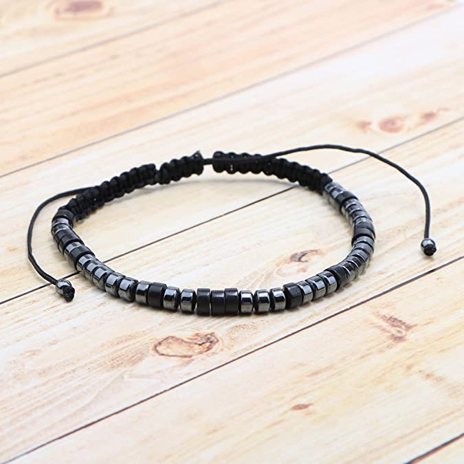 Unisex Obsidian & Hematite Morse Code Bracelets