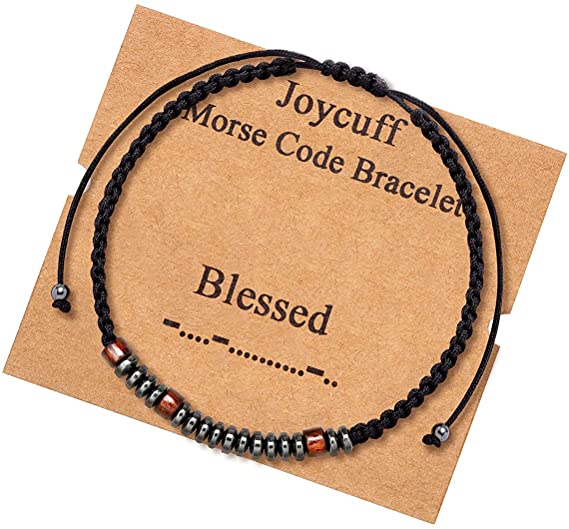 Unisex Wood & Hematite Morse Code Bracelets