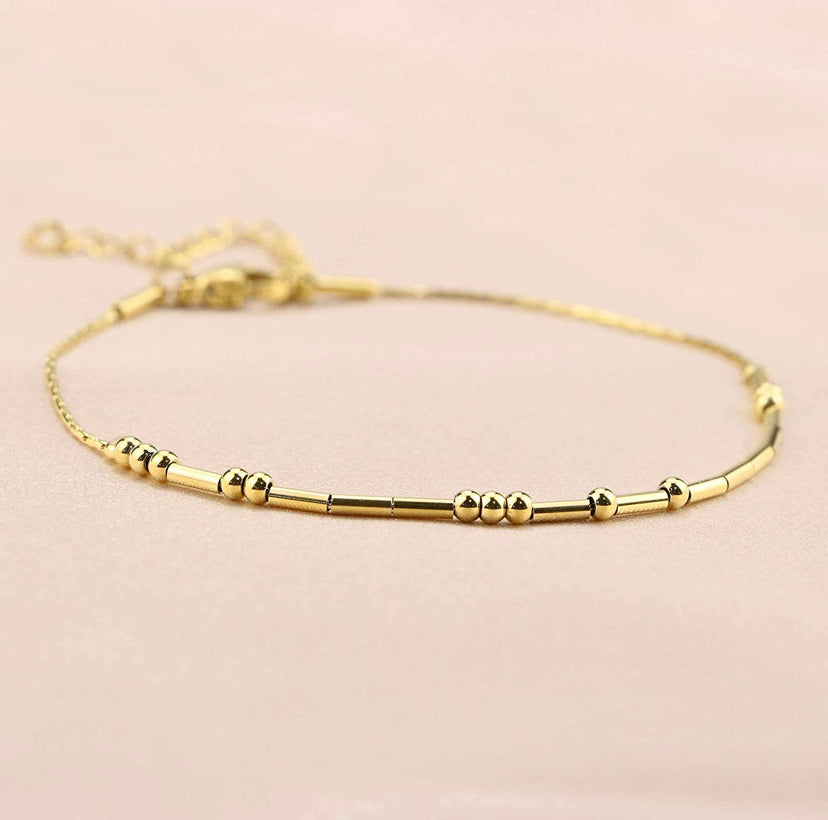 Gold- Morse Code Bracelets