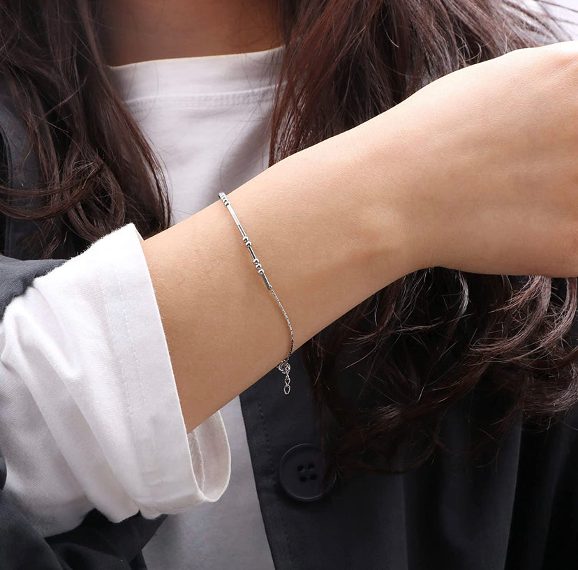 Silver- Morse Code Bracelets