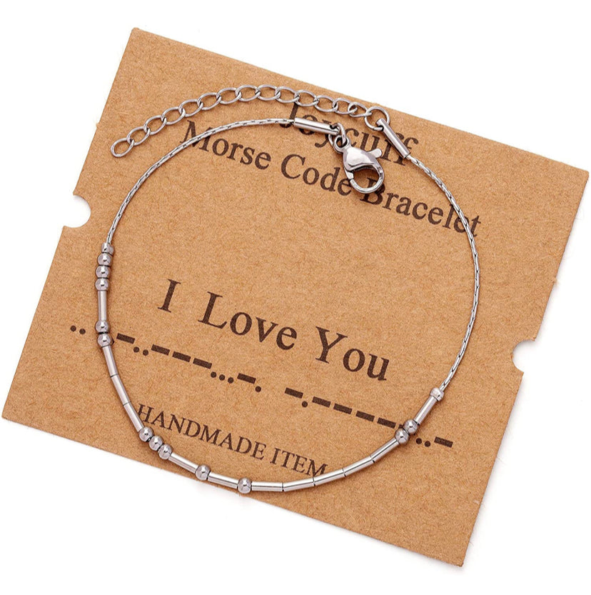 Silver- Morse Code Bracelets