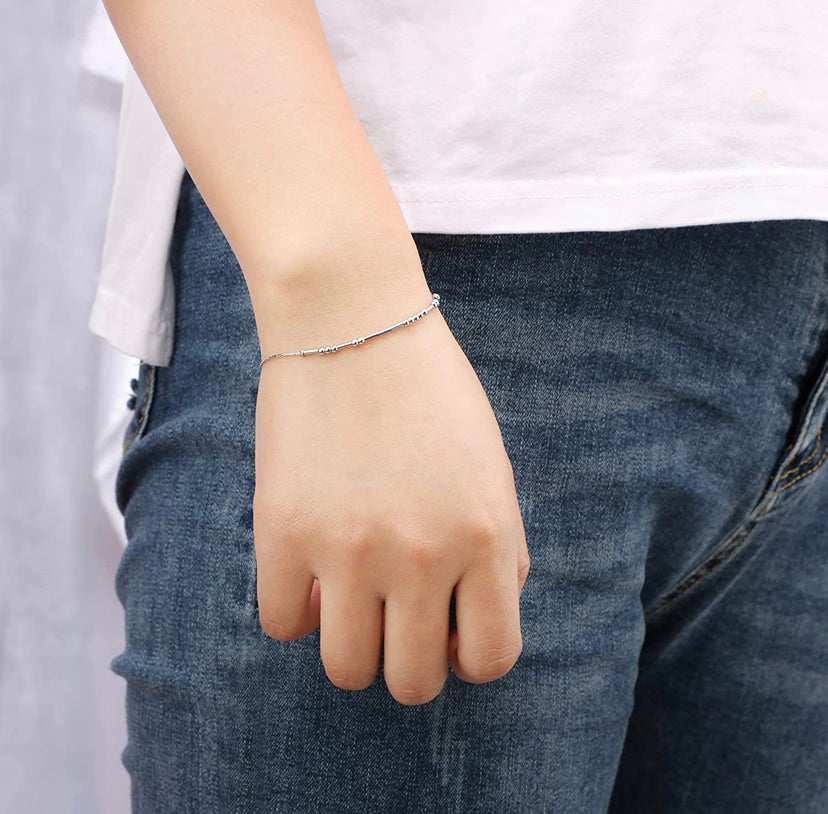 Silver- Morse Code Bracelets